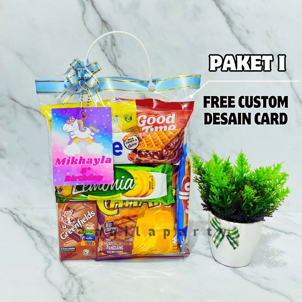 

PAKET SNACK LABEL ULANG TAHUN CUSTOM MURAH / HAMPERS ULTAH