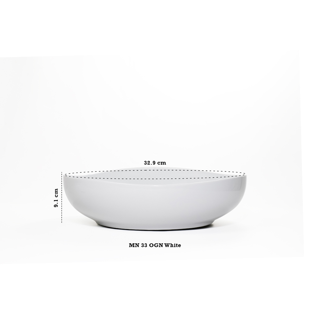 Mangkok Saji Keramik 32.9CM (1PCS) Putih Polos By Indo Keramik / Mangkok Besar Keramik / MN33-OGN