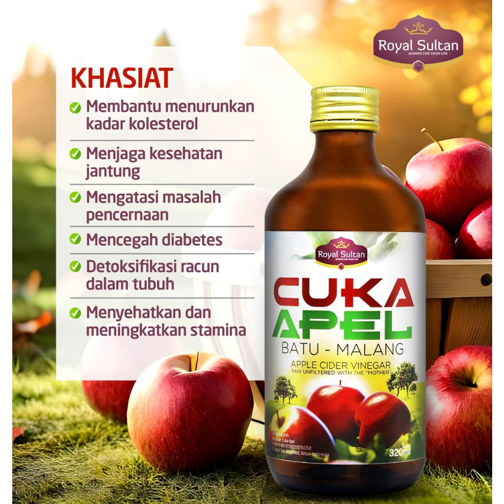 

BAYAR DI TEMPAT Cuka Apel Batu Malang 320ml Royal Sultan BPOM