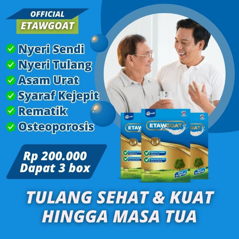 

3 BOX ETAWGOAT SUSU KAMBING ETAWA BUBUK ORIGINAL BERKUALITAS ATASI NYERI TULANG SENDI LUTUT PINGGANG ASAM URAT SESAK NAFAS ASMA BATUK MENAHUN PARU-PARU