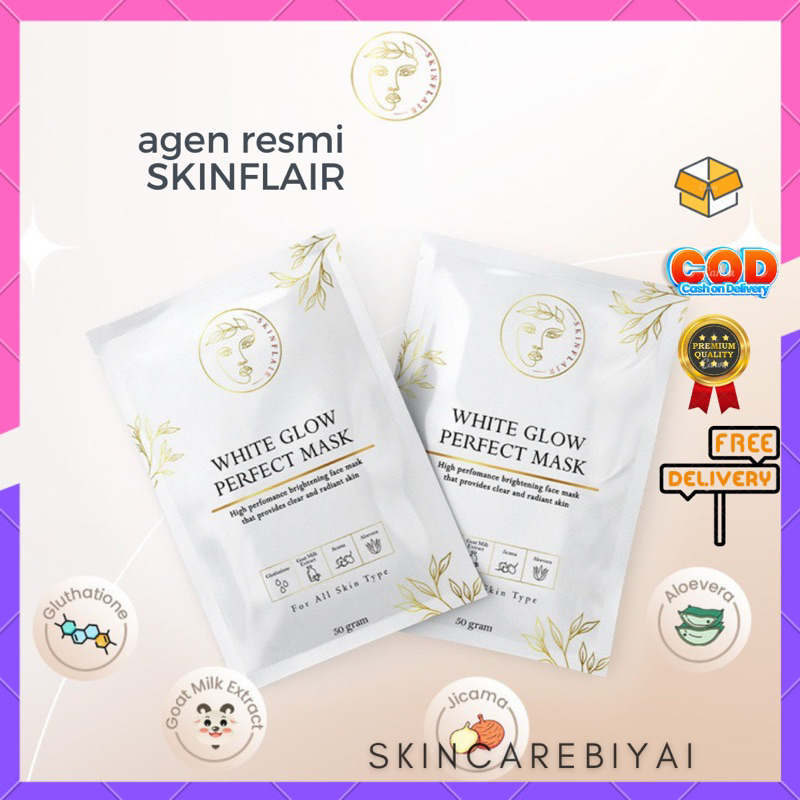 ‼️SKINFLAIR WHITE GLOW PERFECT MASK POWDER MASKER WHITENING GLOWING BY SKINFLAIR