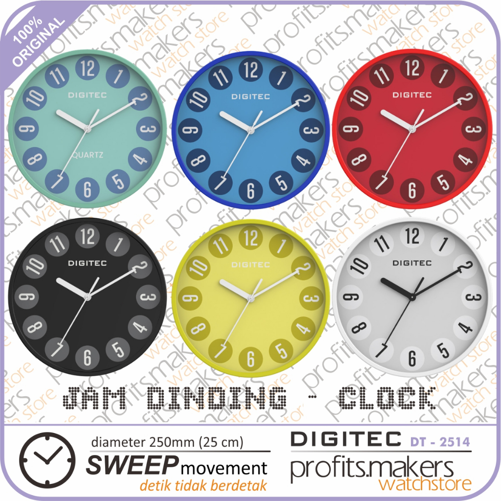 DIGITEC Jam Dinding DT 2514 / DT-2514 / DT2514 DG Wall Clock ORIGINAL