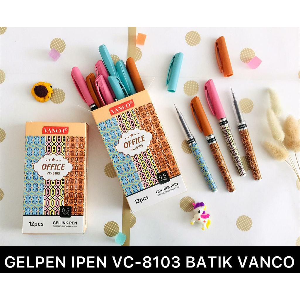 

VANCO PULPEN GEL / GEL PEN INK 0.5 MM WARNA HITAM MOTIF BATIK ISI 12 PCS