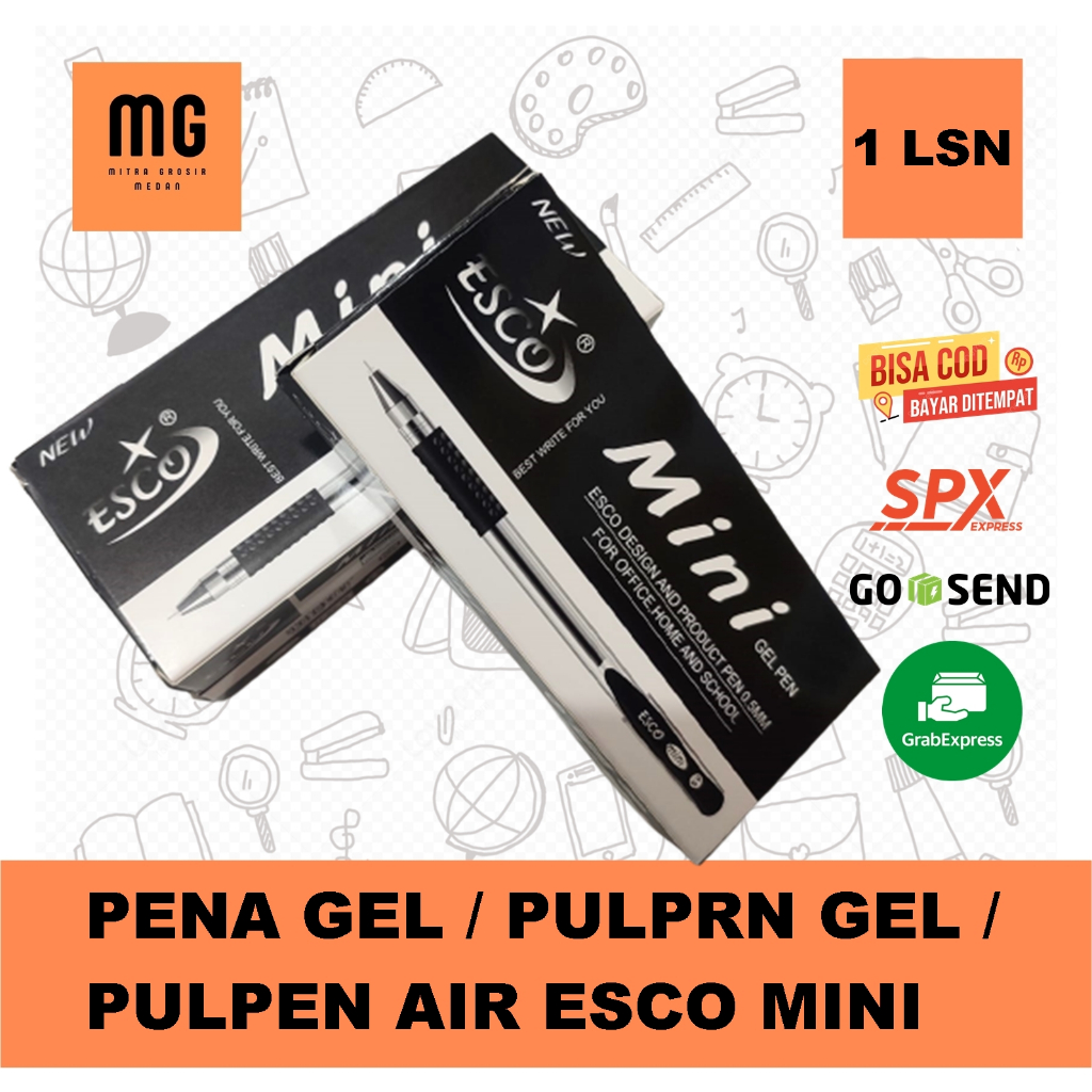 

Pena Gel / Pulpen Gel / Pulpen Air Esco Mini Murah M58H - 1 Kotak