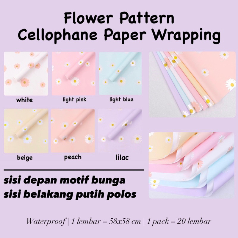 

Kertas Cellophane Bucket Pastel [Flower Pattern] Flower Wrapping Paper Celophane / Krtas Buket Chellophane untuk Bouquet Bunga Snack Uang Wisuda