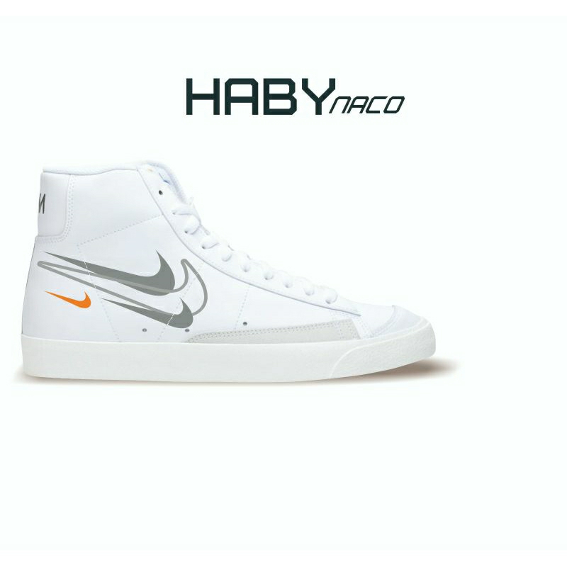 Sepatu Blazer Vintage 77 Mid Double Swoosh Putih Ceklis Kecil Oren Mid 100% BNIB Global Market Sepat
