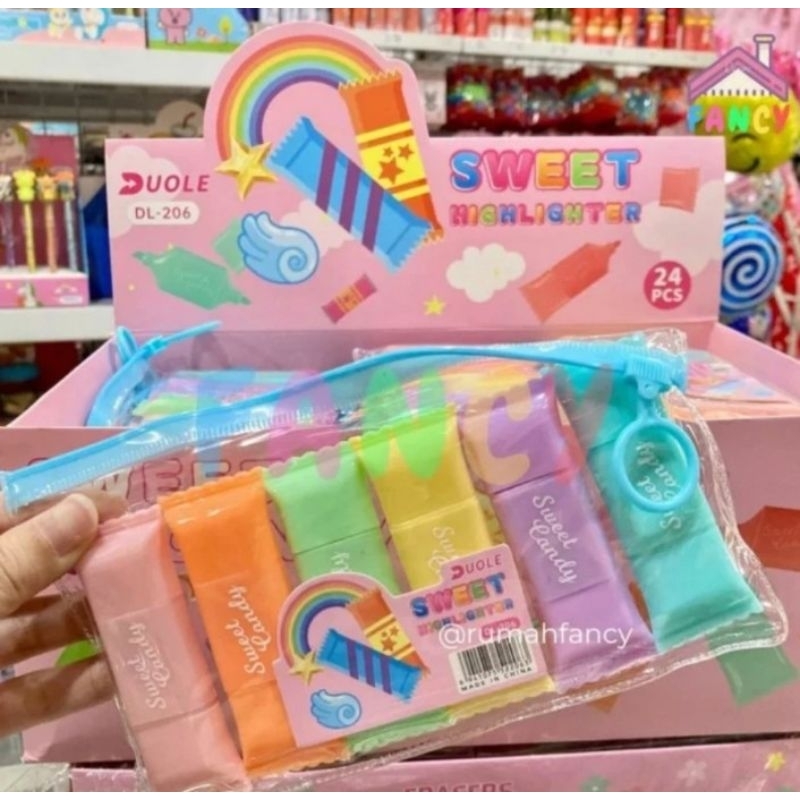 

RO Stabilo Lucu Bentuk Permen 1 Set 6 Pcs Highlighter