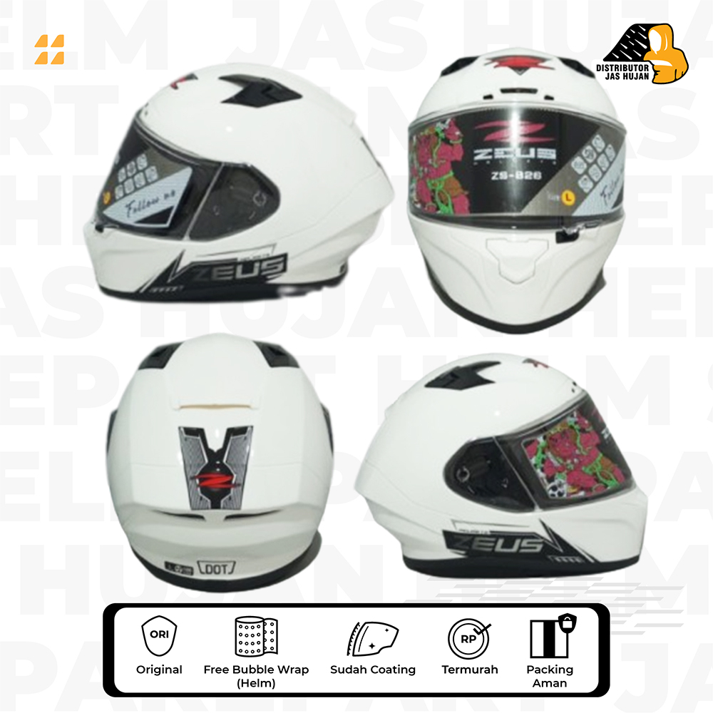 Zeus Fullface 826 White BK19 Black