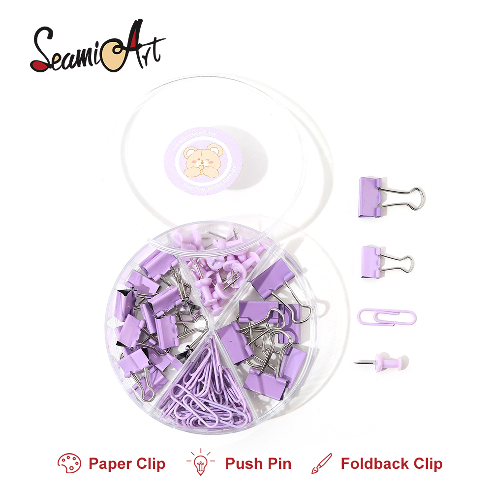 

SeamiArt 65pcs/set Long Clip Clip Tack Combination Set Office Combination Penjepit kertas School Supplies Stationery