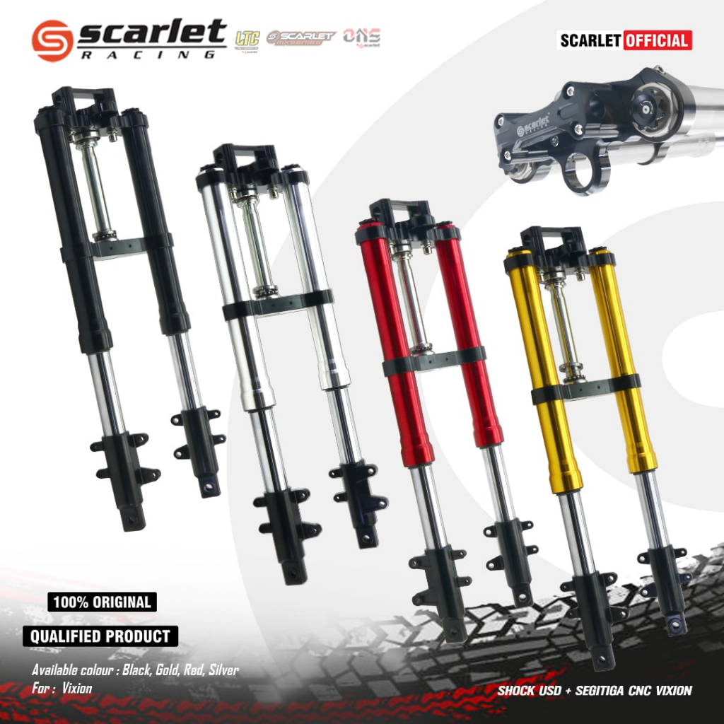 Scarlet Racing - Shock Upside Down Skok Depan USD + Segitiga CNC Vixion