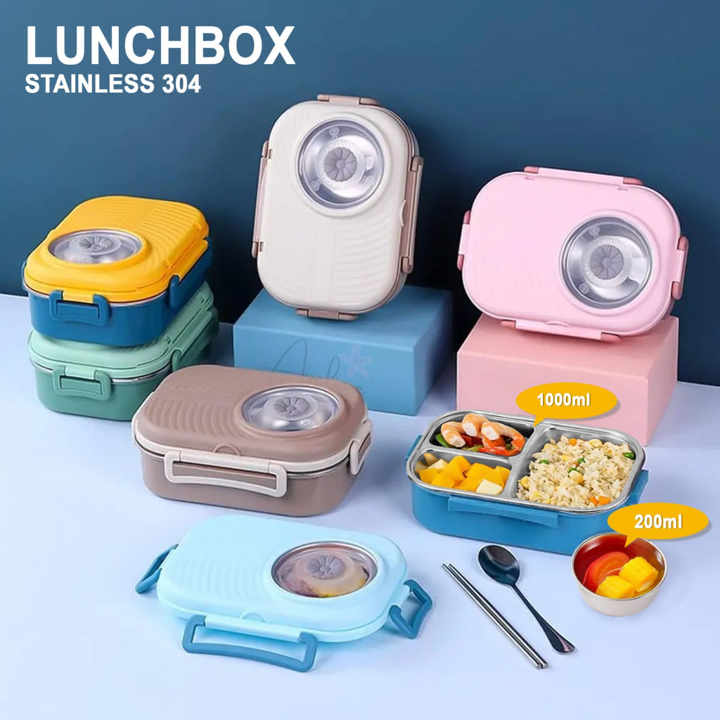 AVELINE LUNCH BOX KOTAK MAKAN 3 SEKAT 4 SEKAT 5 SEKAT SUS 304 STAINLESS STEEL / LUNCH BOX STAINLESS