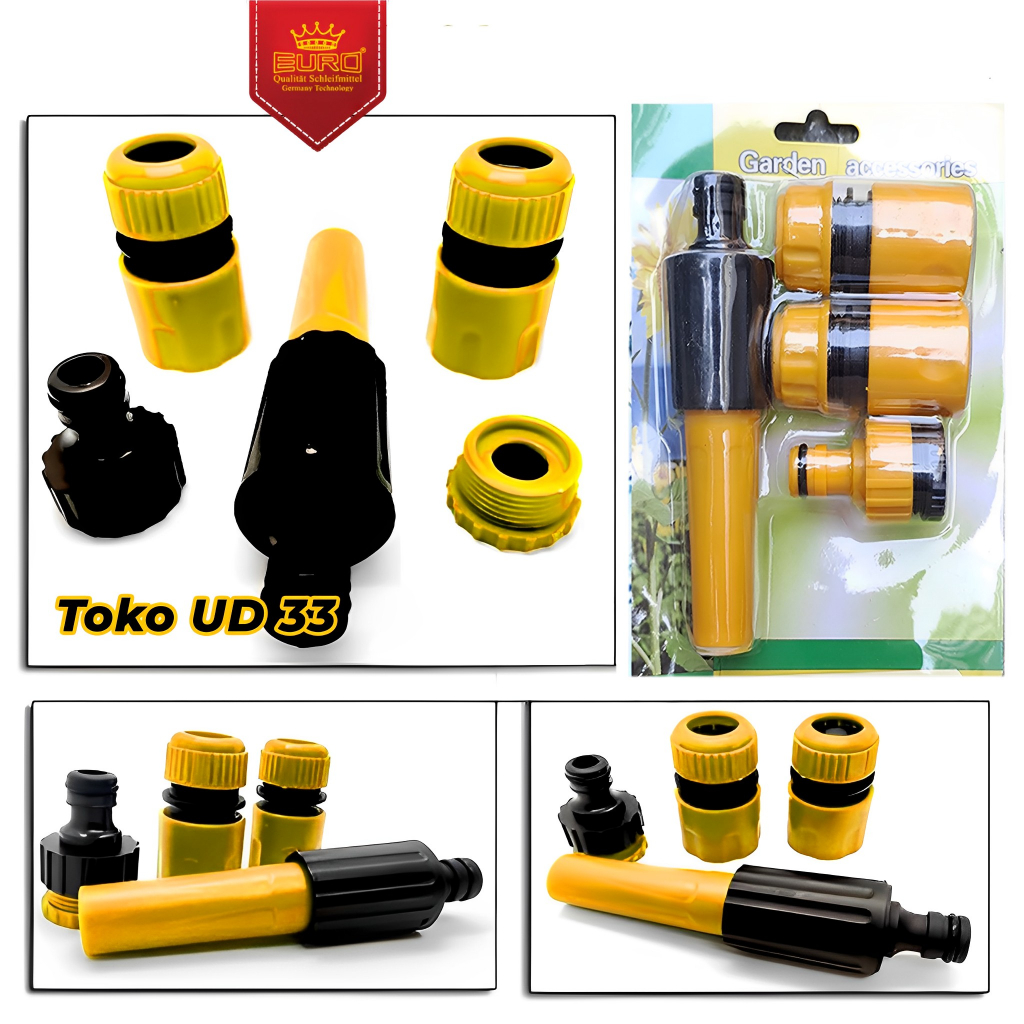 Semprotan Air Kencang Plastik 4 Pcs dan Hose connector set sambungan selang konektor lengkap Nozzle Sprayer air cuci motor mobil kebun taman