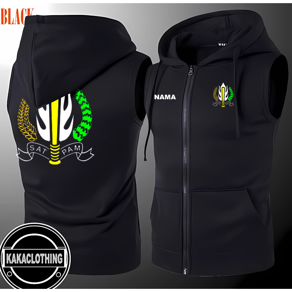 JAKET ROMPI/VEST ZIPPER INTANSI SATPAM WARNA HITAM