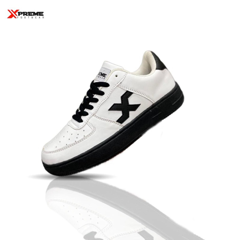 XPREME - Sepatu Sneakers kasual Flowly White Black - sneakers pria wanita