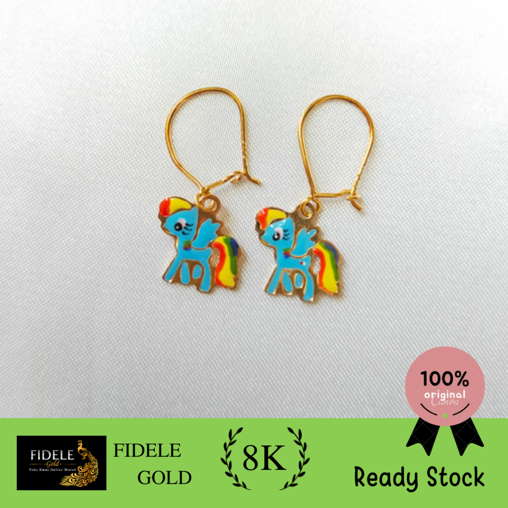 Anting unicorn etnik emas asli UBS toko emas 375 surabaya