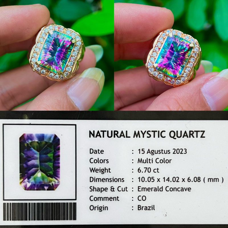 CINCIN BATU NATURAL MYSTIC QUARTZ+MEMO