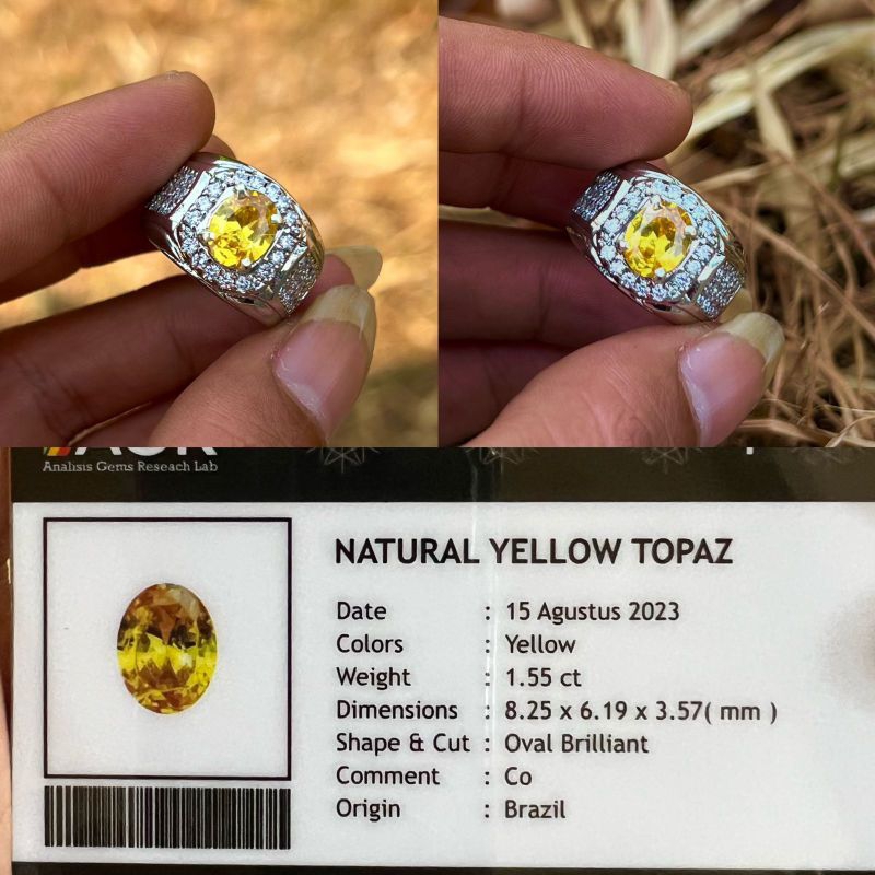 CINCIN BATU NATURAL YELLOW TOPAZ+MEMO