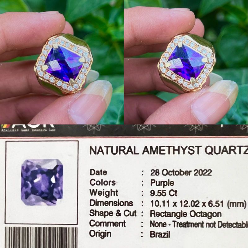 CINCIN BATU NATURAL AMETHYST QUARTZ+MEMO