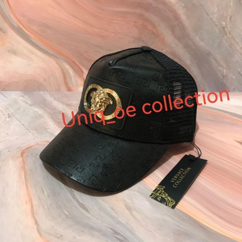 topi baseball kulit logo besi premium