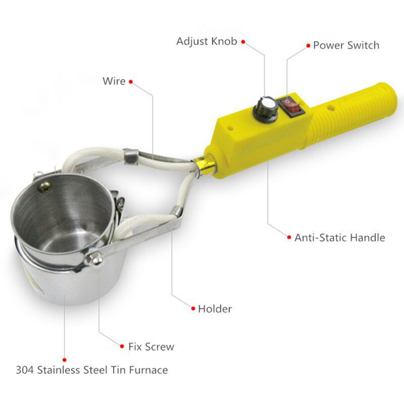 300Watt Tungku Pelebur Logam Timah Solder Besar Pot Solder Portable Panci Solder Pelebur Timah