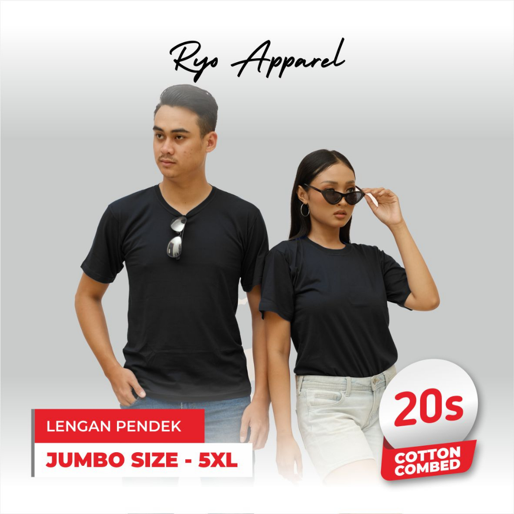 SIZE 5XL - LENGAN PENDEK - KAOS POLOS COTTON COMBED 20S