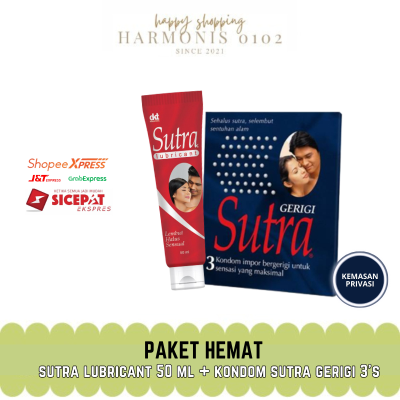 (PAKET MURAH SUTRA) Kondom Sutra Gerigi isi 3 Pcs - Kondom Bergerigi  & Sutra  Lubricant 50mL//