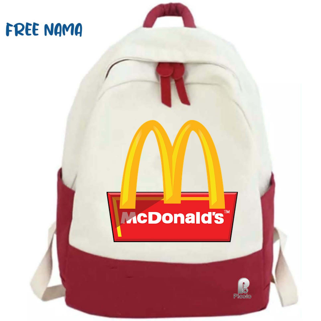 TAS RANSEL BACKPACK ANAK SEKOLAH MOTIF MCD MCDONALDS UNISEX (FREE NAMA)