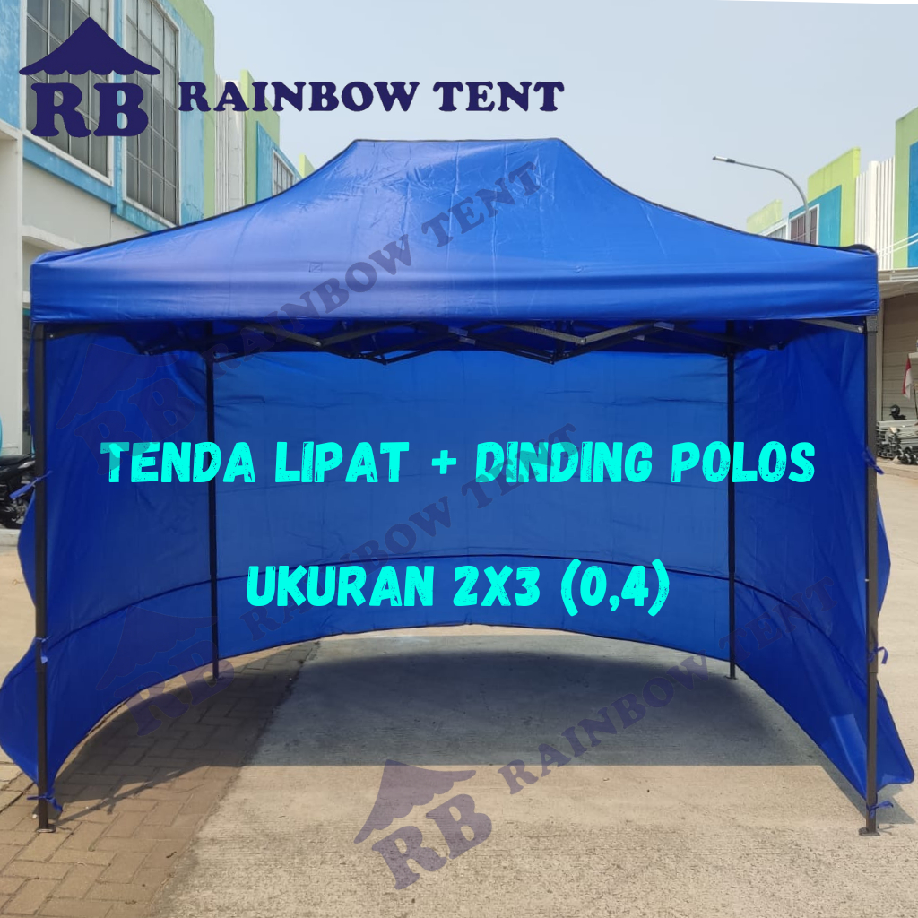 Tenda Lipat ukuran 2x3 besi 0,4mm + Dinding polos ukuran 7 meter