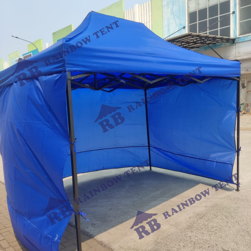 Tenda Lipat ukuran 2x3 besi 0,4mm + Dinding polos ukuran 7 meter