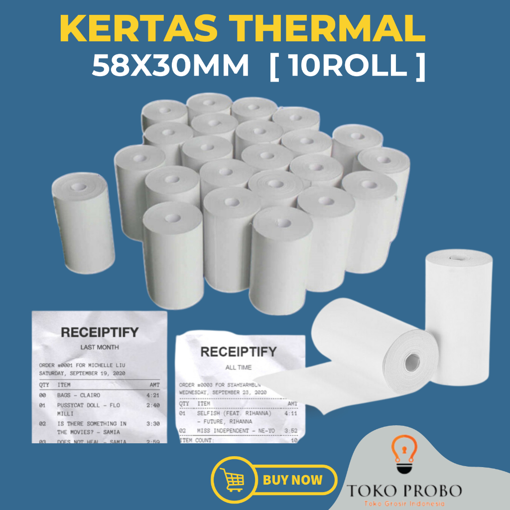 

[TERLARIS] Paket Hemat Kertas Thermal 58mm [1Pack isi 10Roll] - KERTAS STRUK KASIR [Puncak Promo 3.3 | Shopee 3.3 maret]