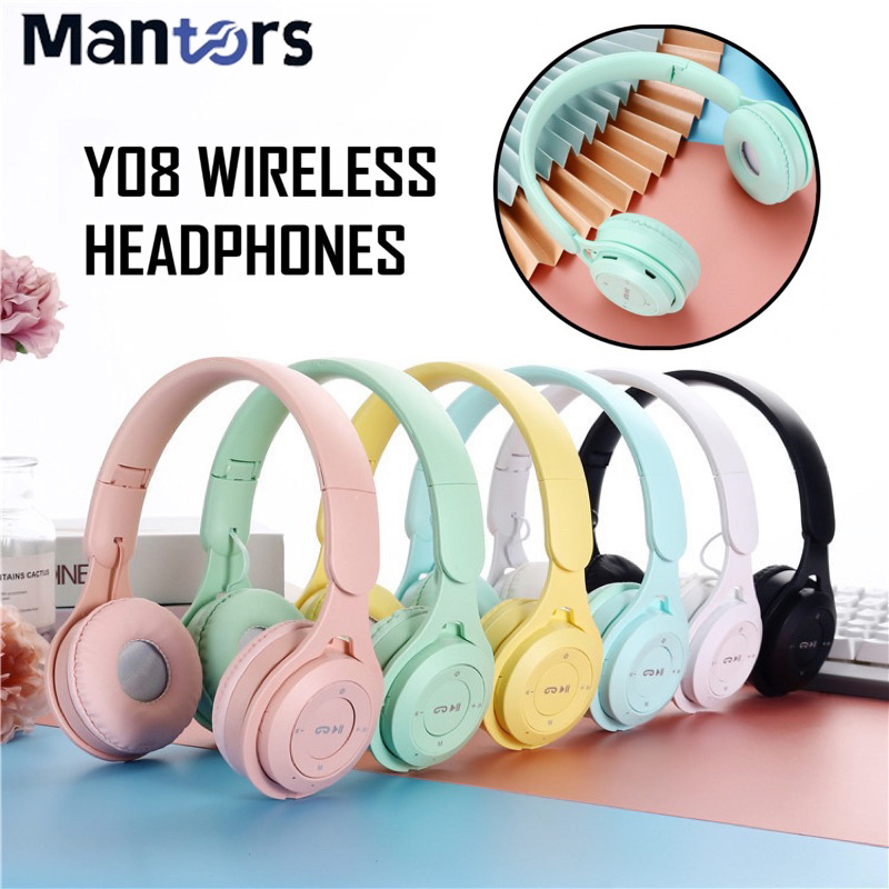 READY COD Headset Bluetooth Y08 Super Bass support FM Radio plus Colokan Micro SD