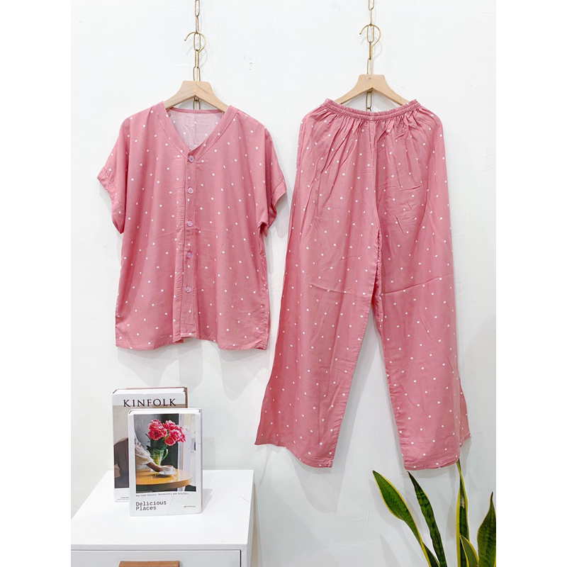 TERMURAH PIYAMA KANCING HITS NON KERAH/V-NECK PIYAMA KANCING BUSUI | PIYAMA RAYON | HOMEWEAR RADJASA