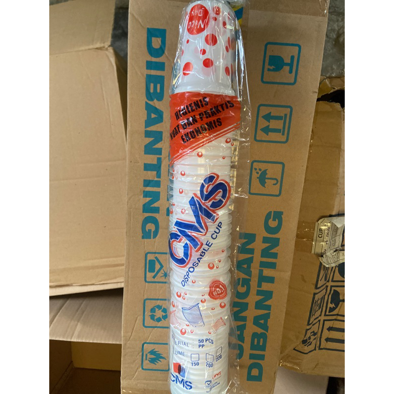 Gelas Plastik Polkadot/ Cup Gelas Aqua Motif Bentol