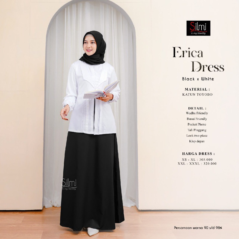 Erica dress silmi hitam putih / Gamis katun toyobo premium/ Gamis keki / Gamis ori silmi