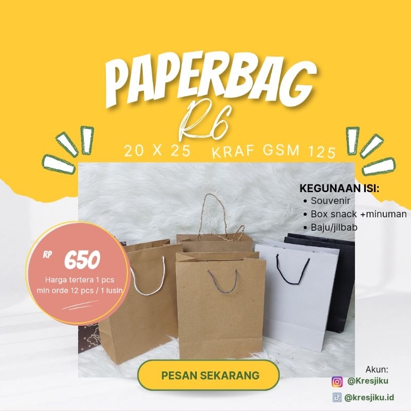 

Paperbag R6 Kraf Coklat tali sembur