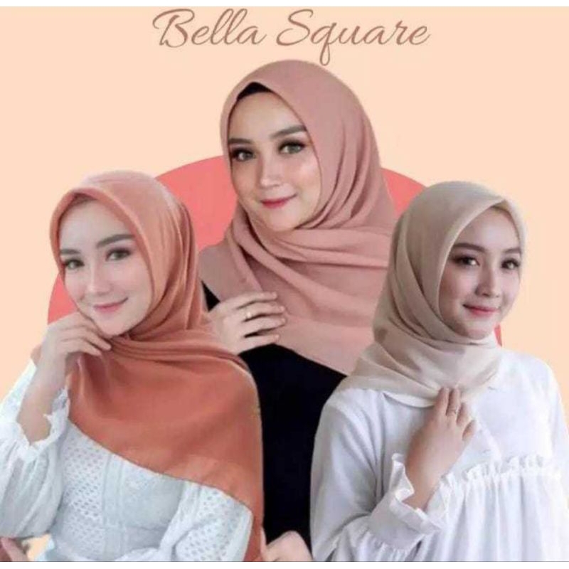 Jilbab Bella Square Segi Empat Polycotton Premium Jahitan Rapih