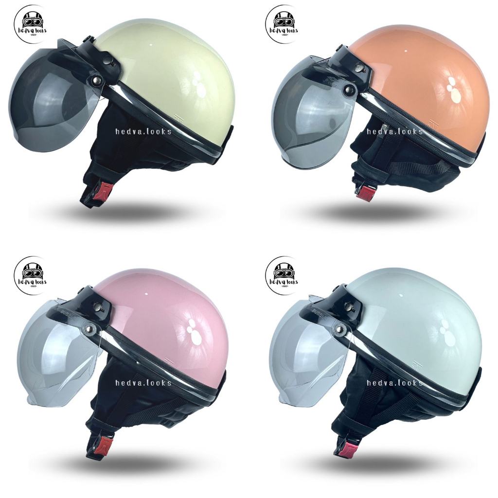 Helm Bogo Chips Retro Polos Kaca Cembung SNI