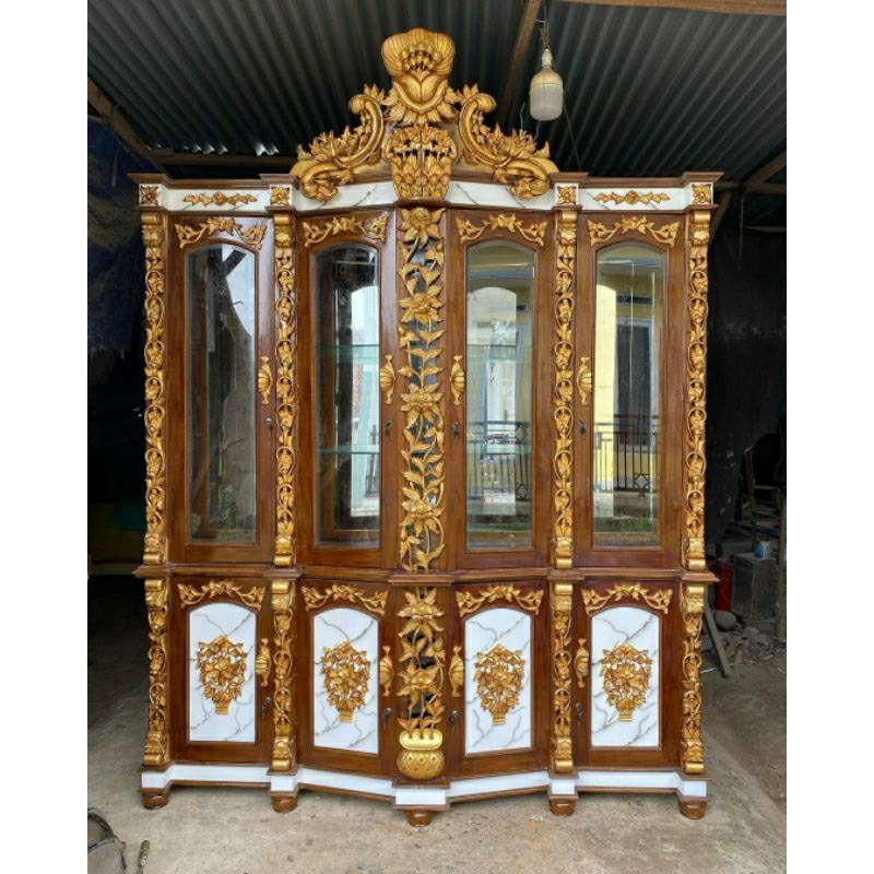 Lemari hias kayu jati / Lemari hias sima / Lemari hias 4 pintu