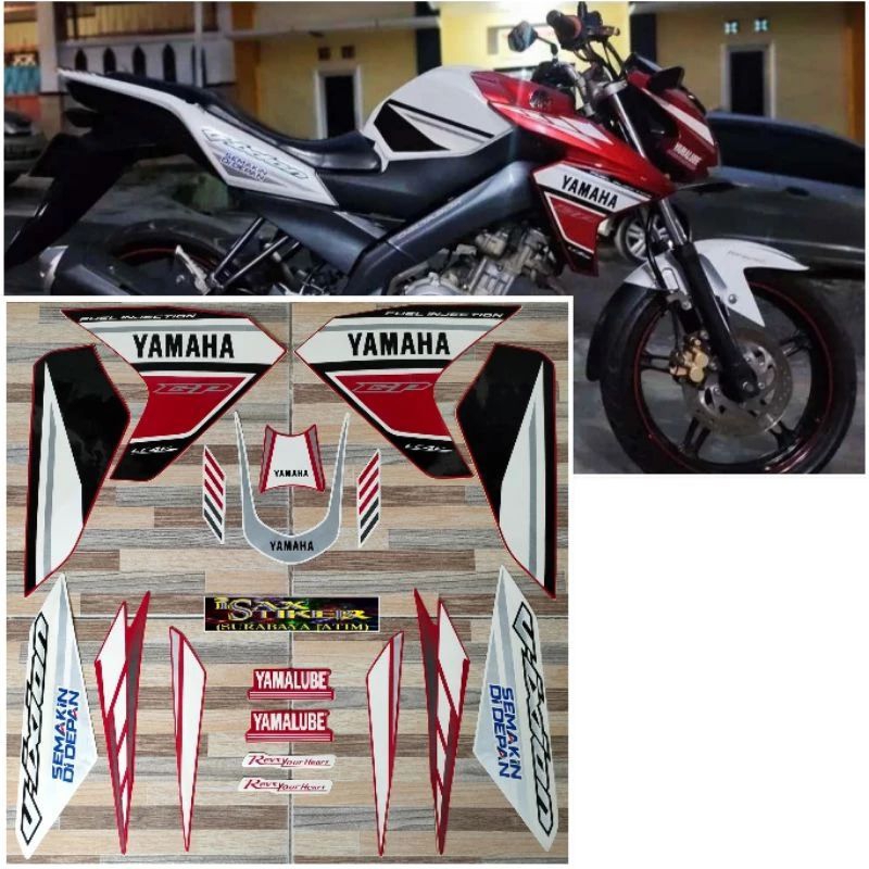 stripping sticker lis standar ori yamaha new vixion GP 2014 warna merah putih
