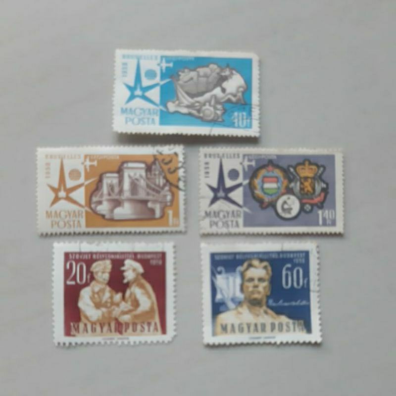 

Perangko Magyar posta Hungaria 1958 1959 set 5 prangko