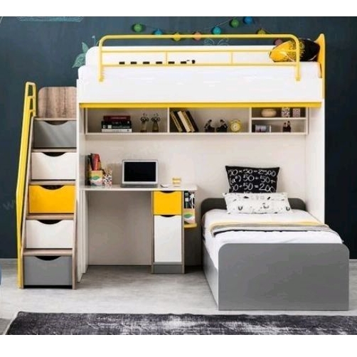 Ranjang tingkat anak meja belajar, tempat tidur tingkat multifungsi, ranjang tingkat anak custom