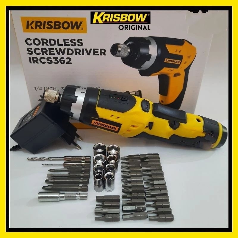 Krisbow Cordless Screwdriver 3,6V IRCS362 || Bor obeng baterai cordless screwdriver Krisbow 3.6V