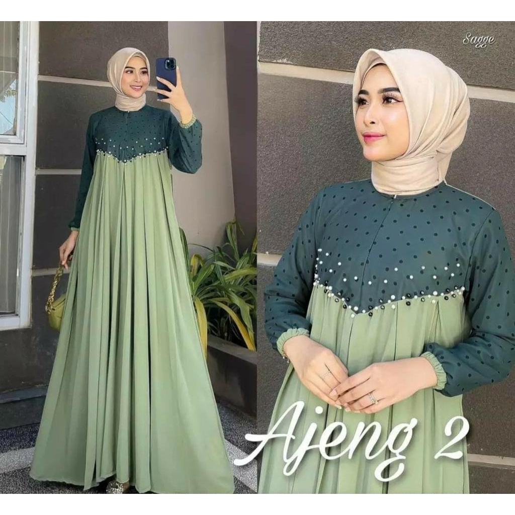 Gamis Jumbo Elegant Gamis Kondangan Mewah bahan ceruti baby doll motif polkadot L XXL 2XL 3XL 4XL