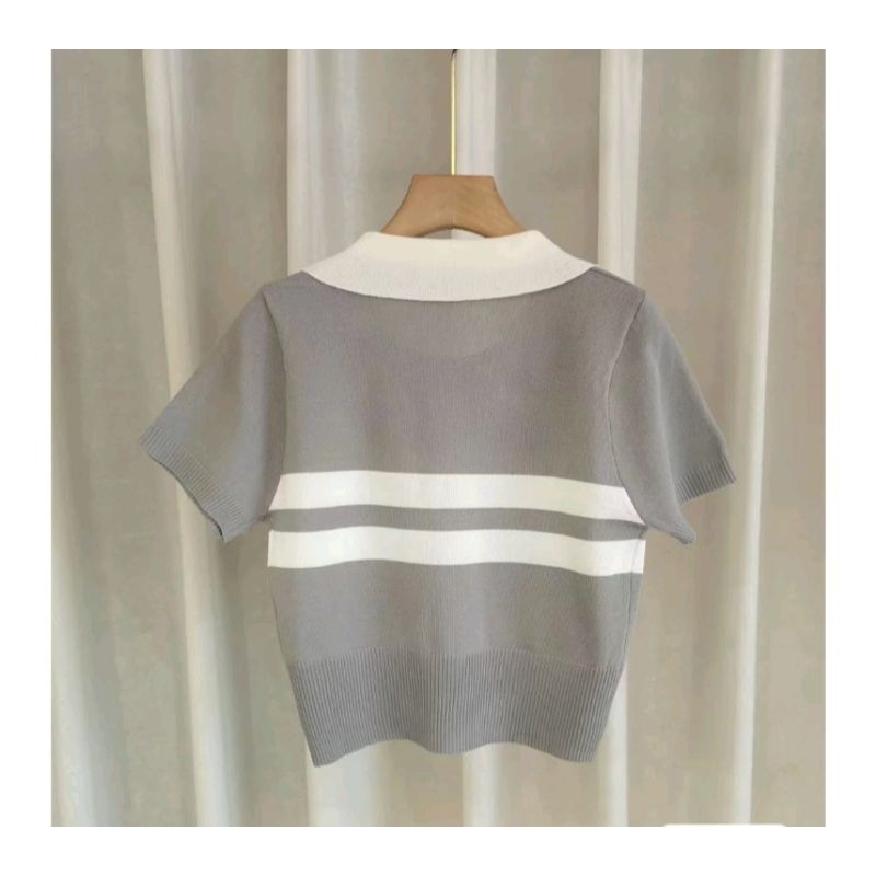 Polo top knit stripes import