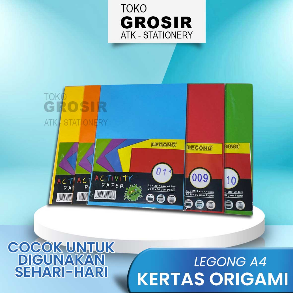 

Kertas HVS Warna A4, Kertas Origami Double Side, Kertas Lipat Warna Merk Legong