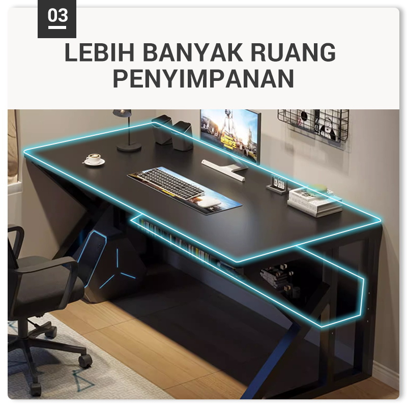 SAKULA Meja Komputer Dengan Partisi Hitam (A122a 120cm×60cm)-3