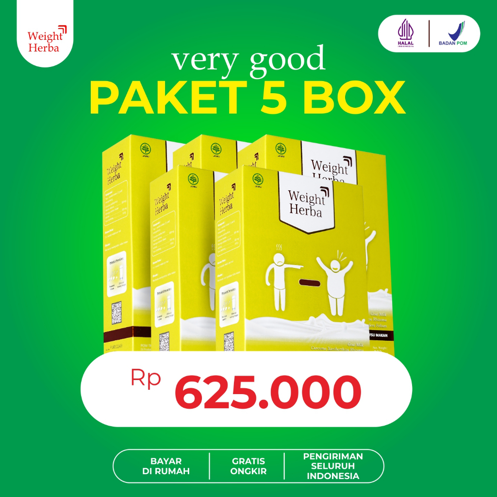 

Paket 5 Box Weight Herba - Bikin Badan Makin Berisi Dalam Hitungan Hari