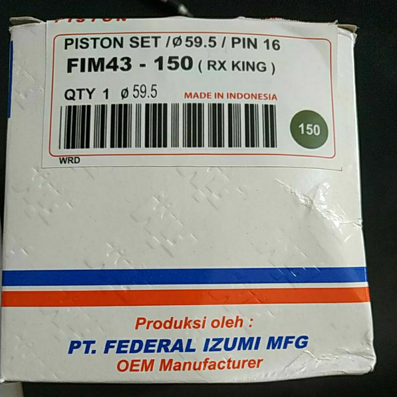 Piston Fim 43 Rx king std 58mm - os 400 62 mm