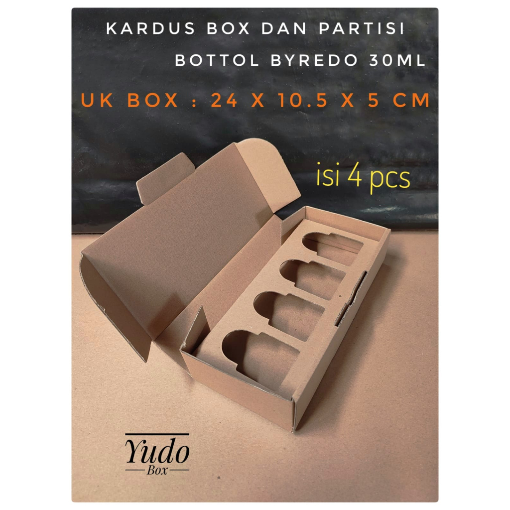 

kardus karton uk. 24x10,5x5 cm model diecut parfum BYREDO 30 ml ( isi 4 kolom )