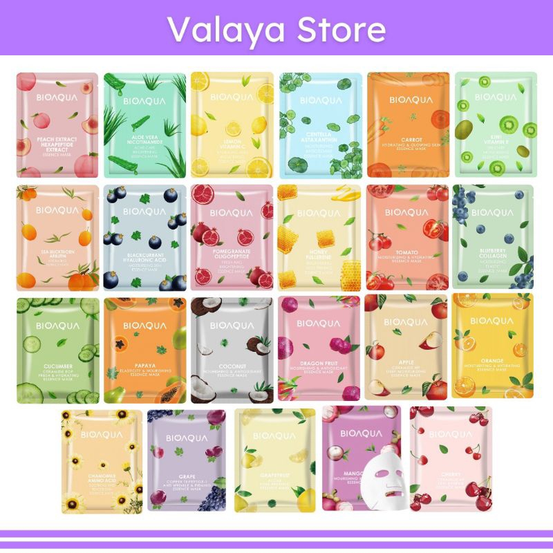 BIOAQUA Sheet Mask Essence Masker Wajah BPOM Sheetmask Muka Mencerahkan Melembabkan Anti aging Jeraw